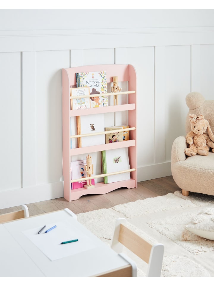 Beliani Bücherregal LILOET in Rosa/Heller Holzfarbton - (W) 60 x (H) 100 x (L) 12 cm günstig kaufen onesize