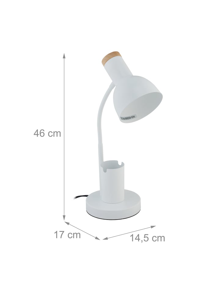 relaxdays Schreibtischlampe mit Stifthalter in Weiß günstig kaufen onesize