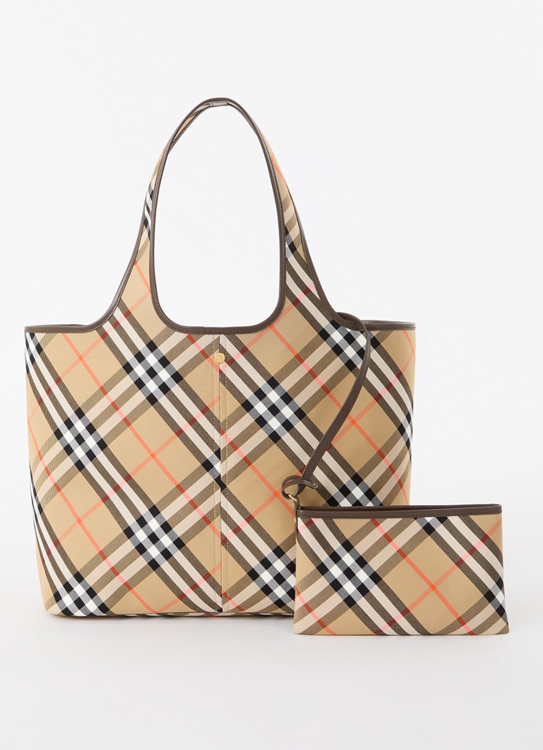 Burberry lerretshopper med detaljer i kalveskinn og avtakbar veske