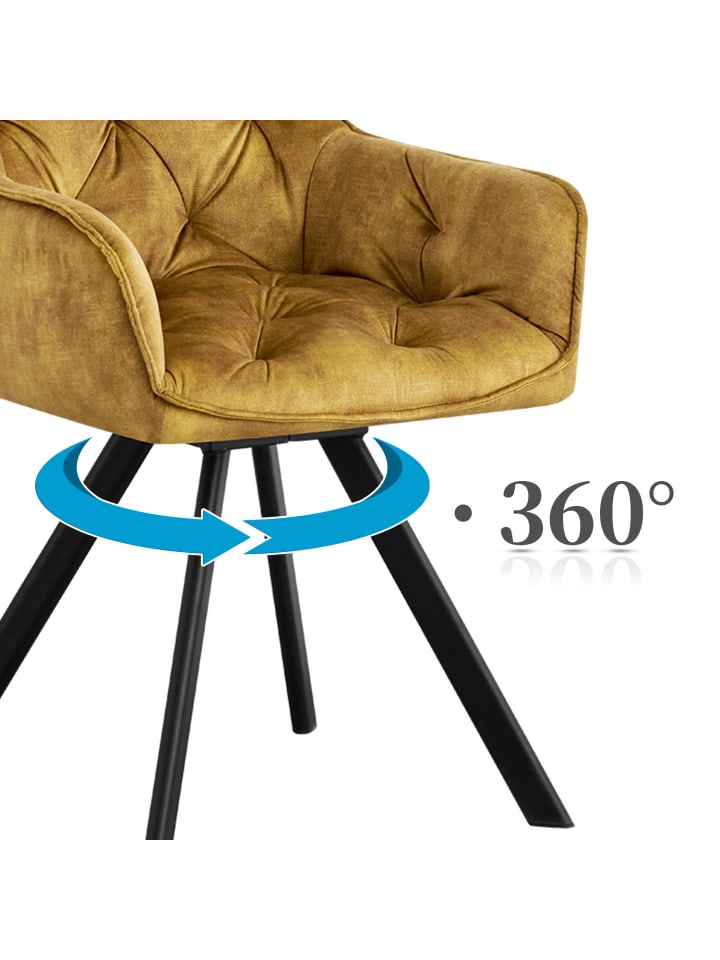 B&D Home 2er-Set: Drehstuhl DIETER in Gelb - (B)56 x (H)84 x (T)61 cm günstig kaufen onesize