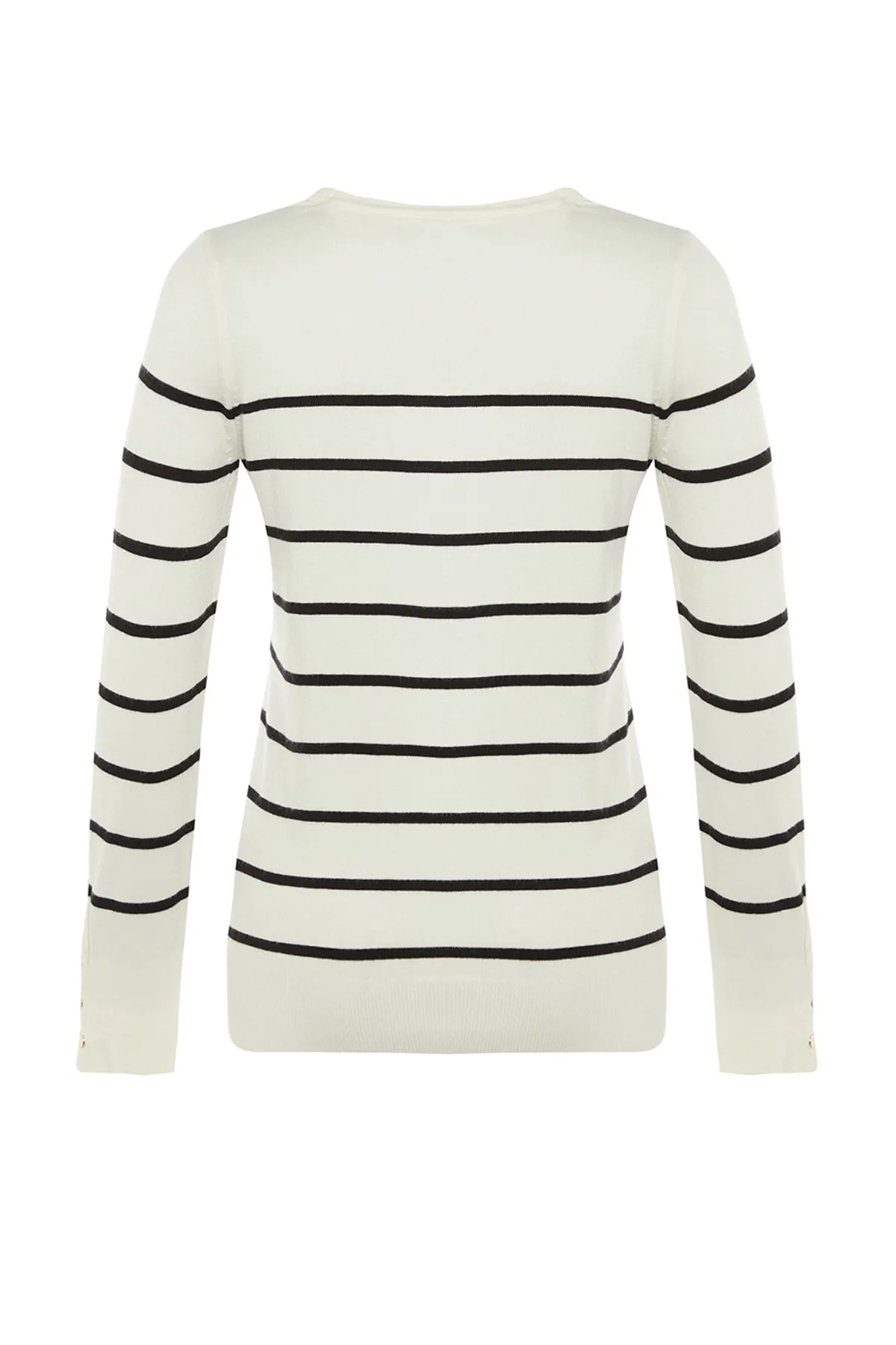 Trendyol Collection  Ecrufarbener Strickpullover mit Streifen aus Premiumgarn / Spezialgarn TWOAW23KZ01693