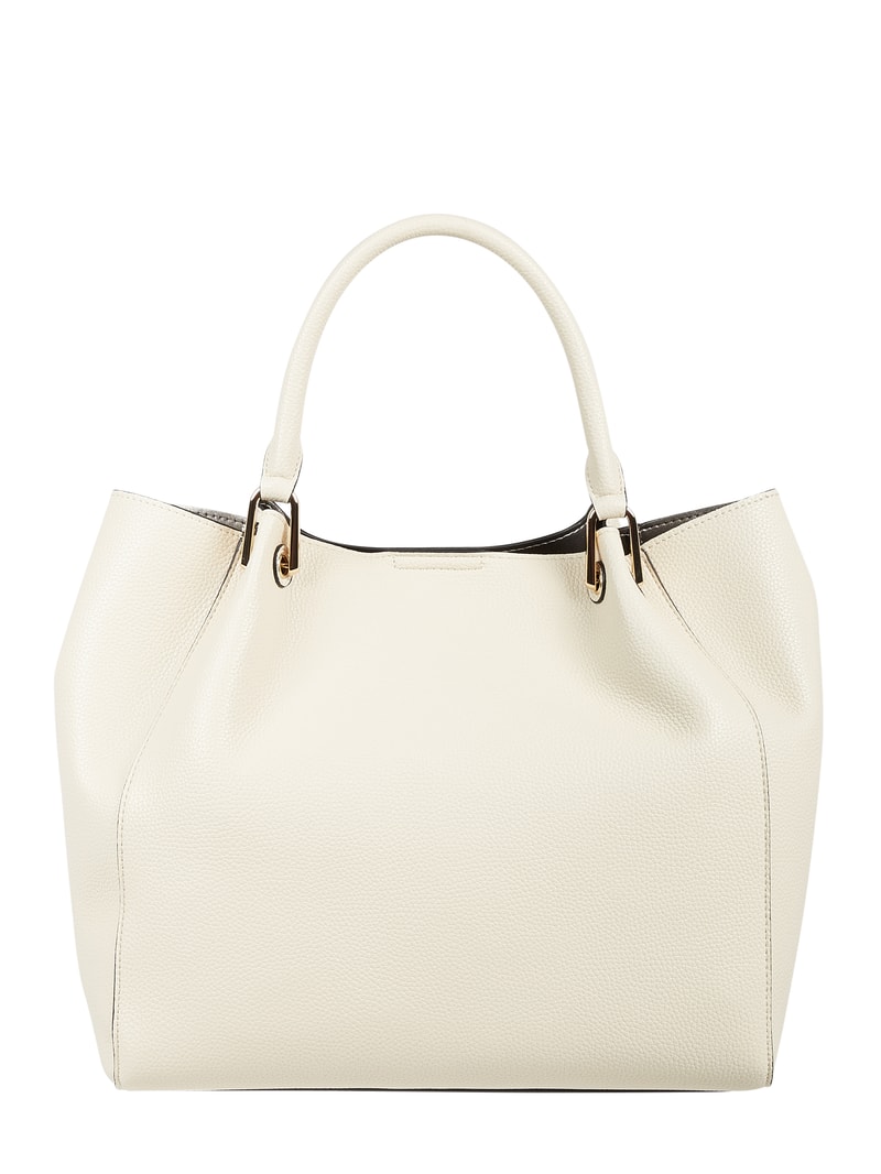 Shopper in Leder-Optik in ecru