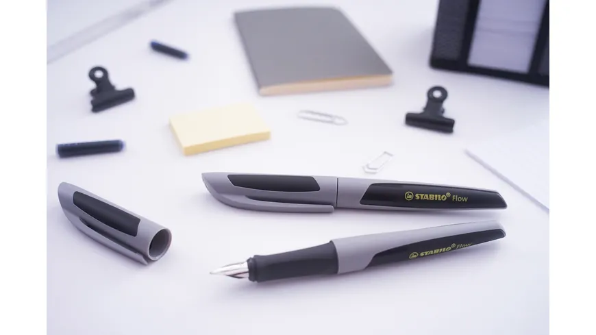 STABILO® Füller - STABILO Flow ACTIVE in grau - Einzelstift - inklusive Patrone grau