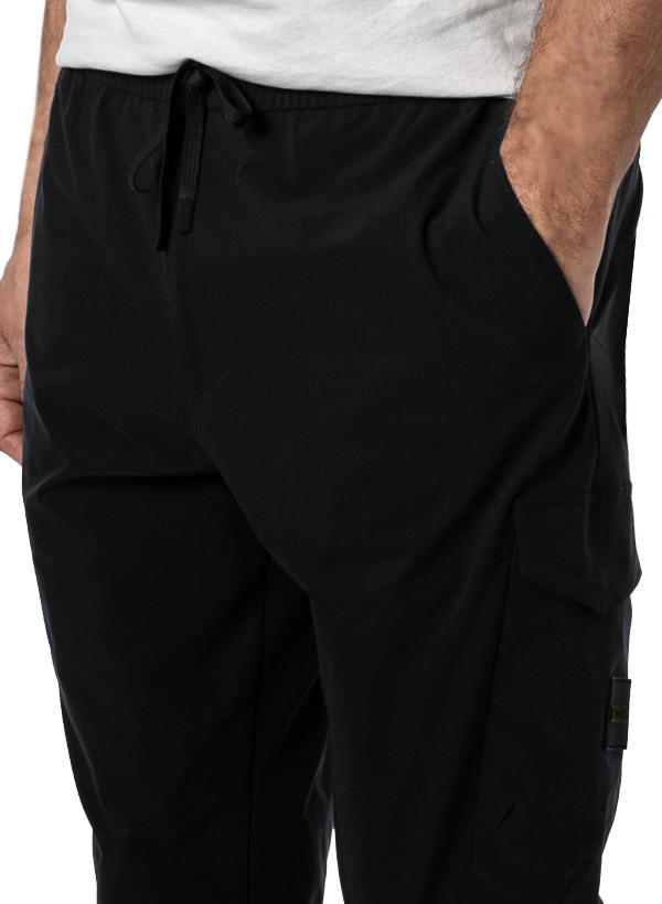 BOSS Green, Cargohose, Mikrofaser, schwarz
