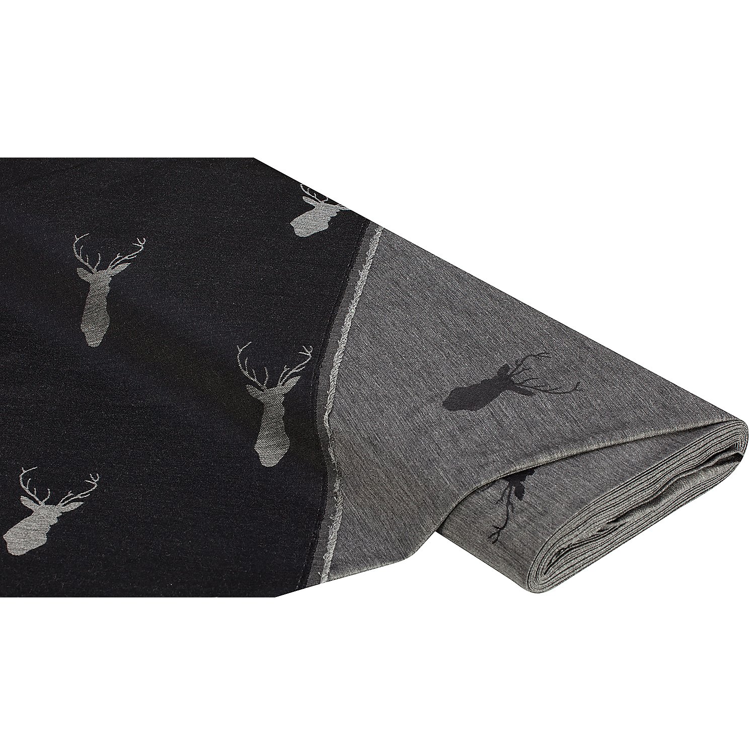 Jacquard Hirsch, grau/schwarz