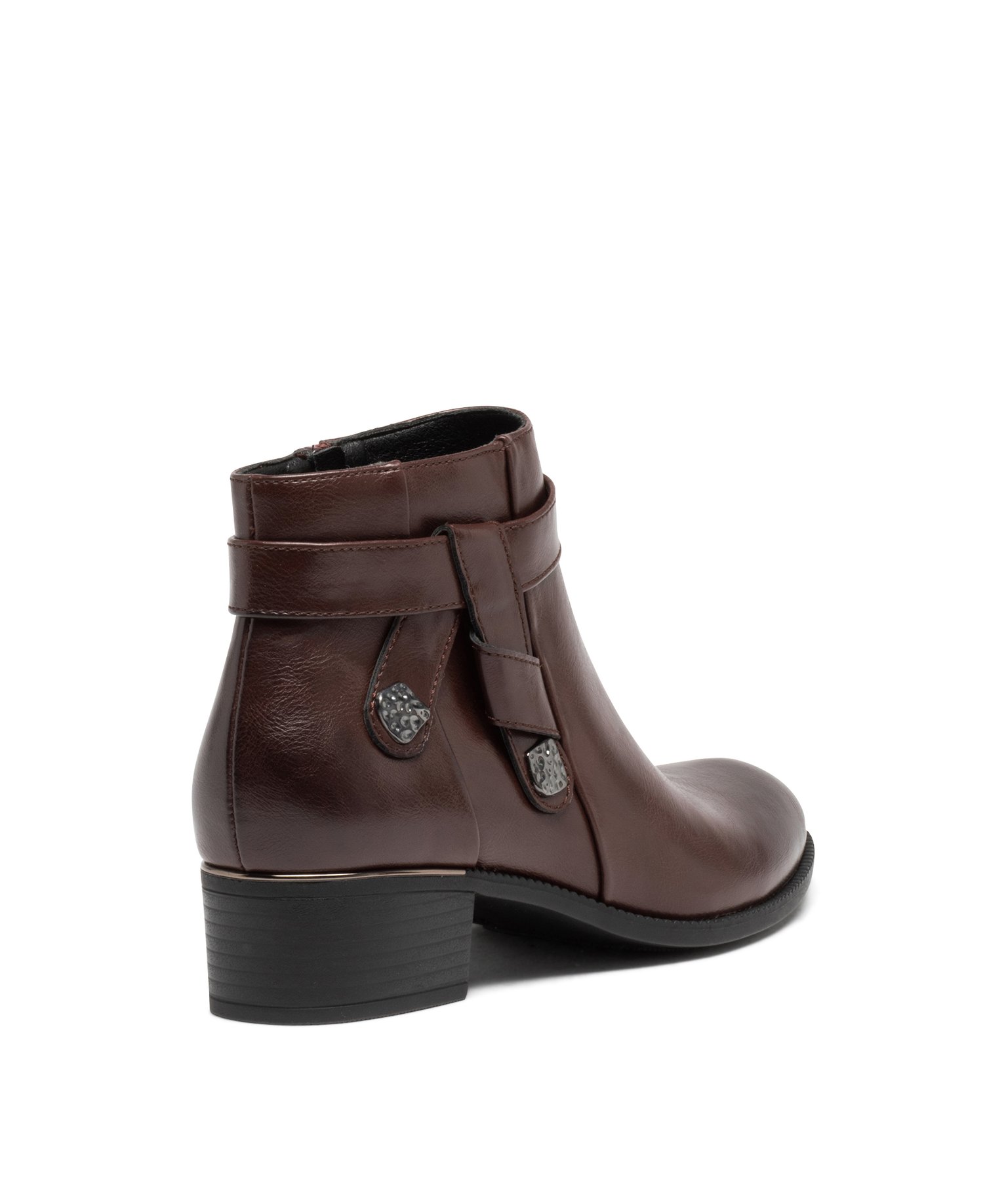 Boots à talon avec brides fantaisie sur le cté femme rouge fonce | GEMO