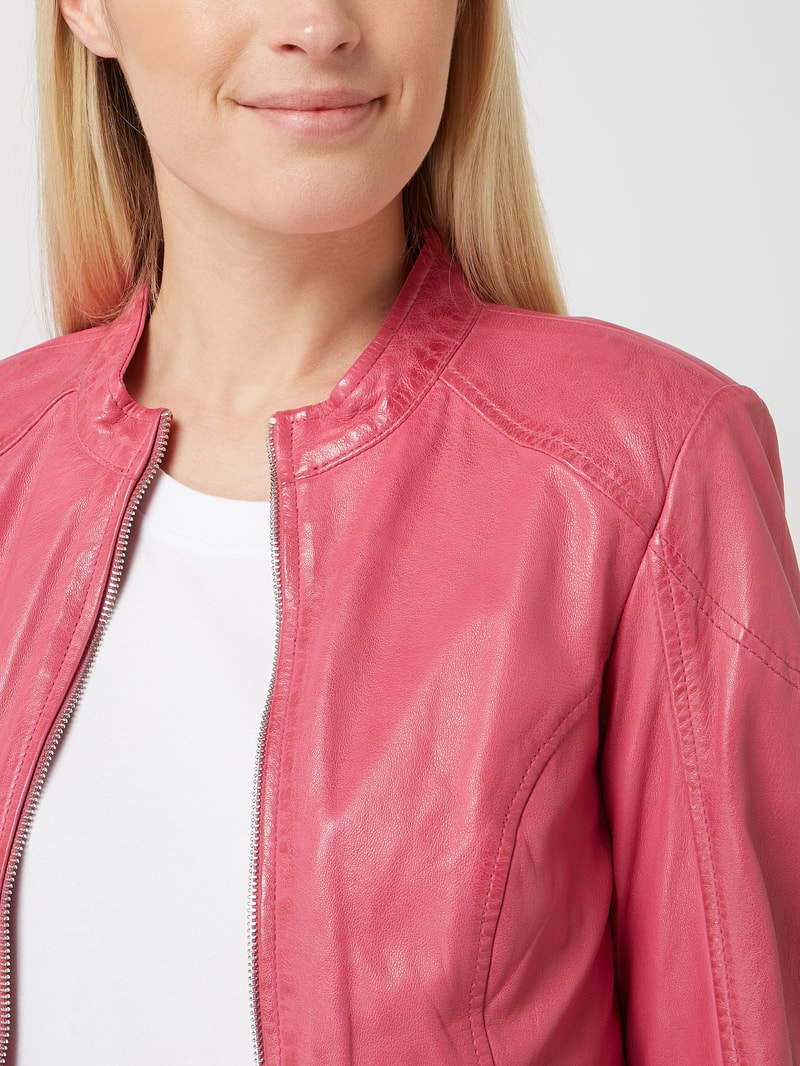 Lederjacke im Biker-Look Modell 'Ylvi' in pink