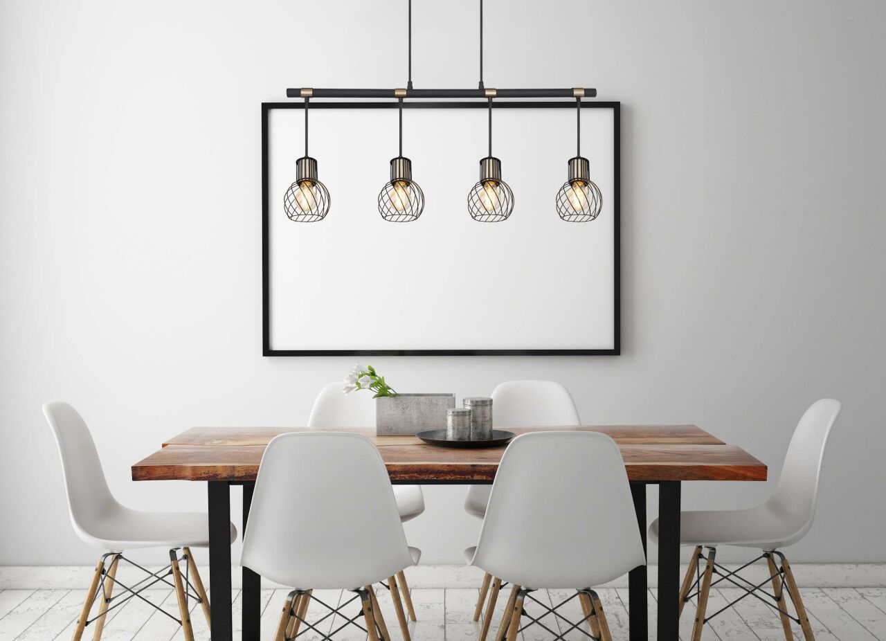 Globo Lighting - ARGUSTO - Hängeleuchte Metall schwarz matt, 4x E27