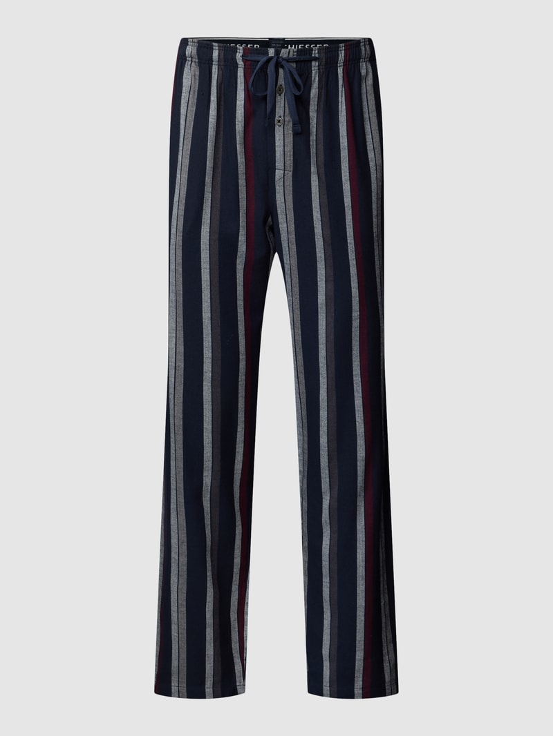 Pyjama-Hose aus Baumwolle mit Knopfleiste in dunkelblau
