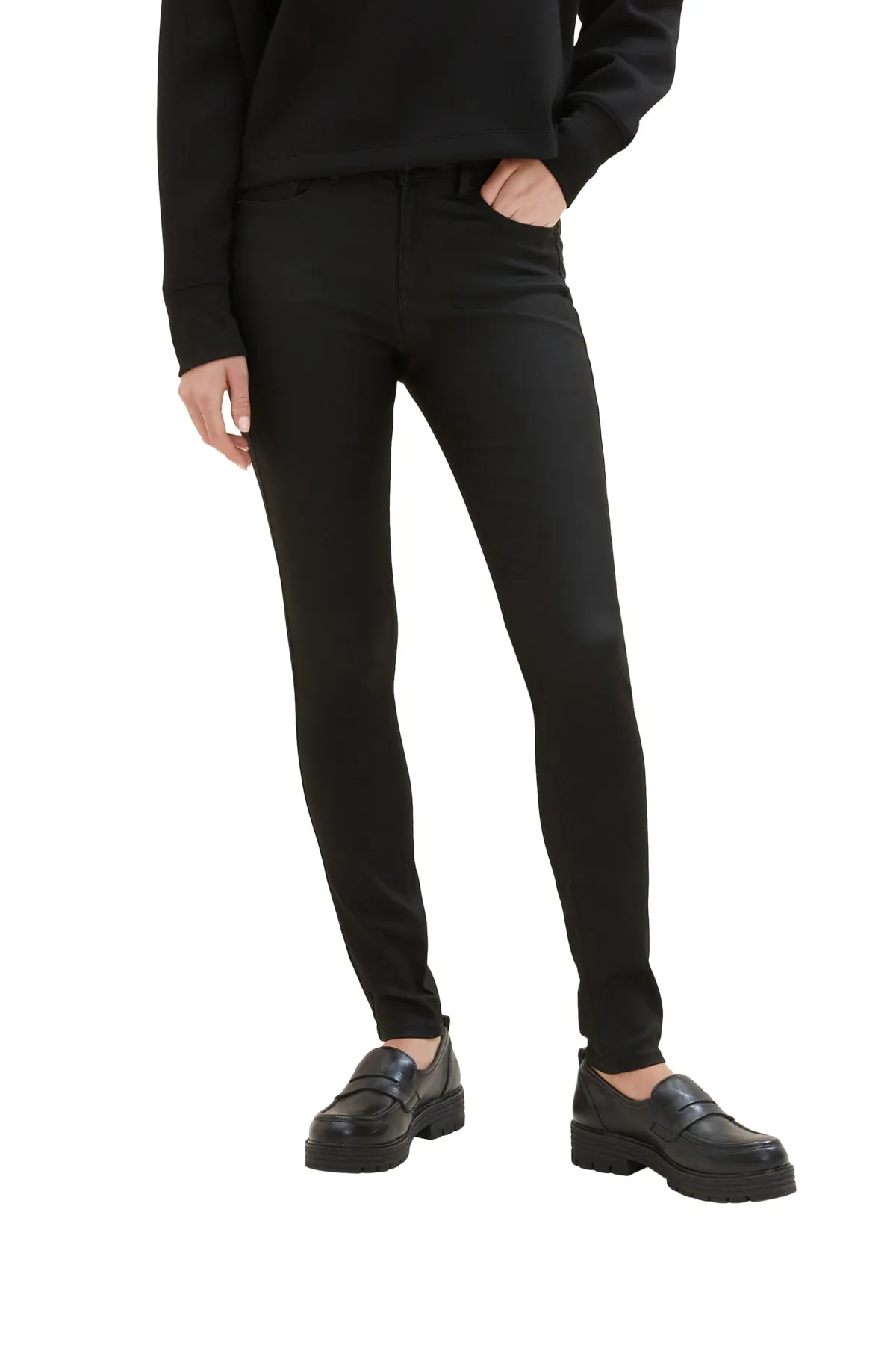 Tom Tailor  Jeans Damen/Mädchen beschichteter schwarzer Denim