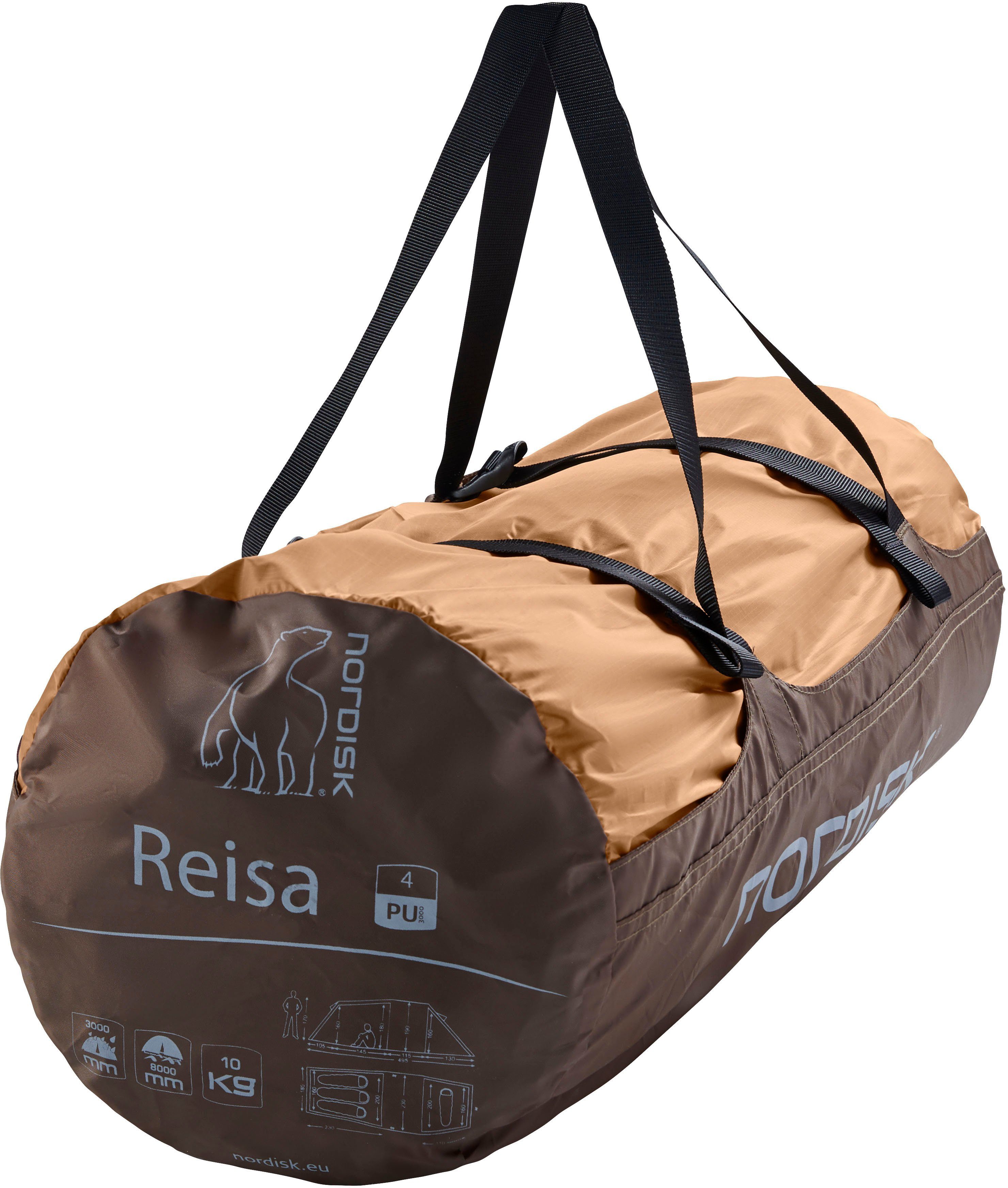 Nordisk Gruppenzelt Reisa 4 PU Tent Cashew/Brown, Personen: 4 (Packung, 1 tlg)