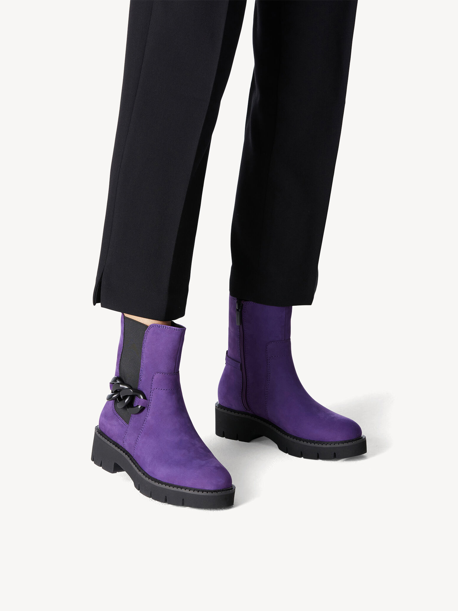 Bottine Chelsea en cuir - mauve