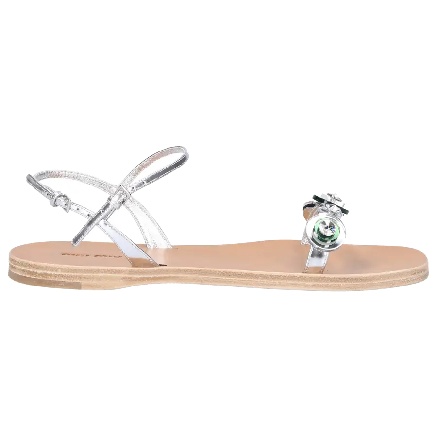 Miu Miu - Riemchensandalen Kalbsleder - silber