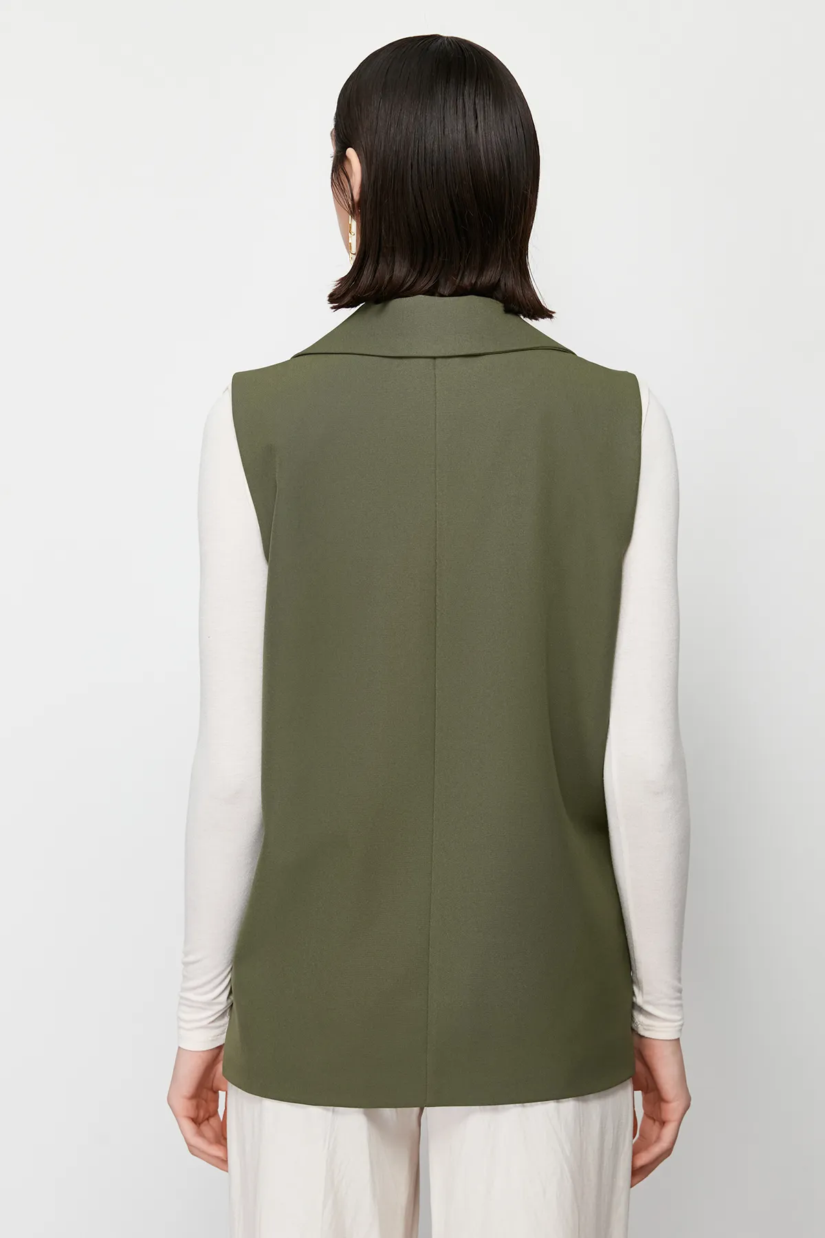 Trendyol Modest  Hellkhakifarbene, einfarbig gewebte Finike-Weste TCTSS24YL00002
