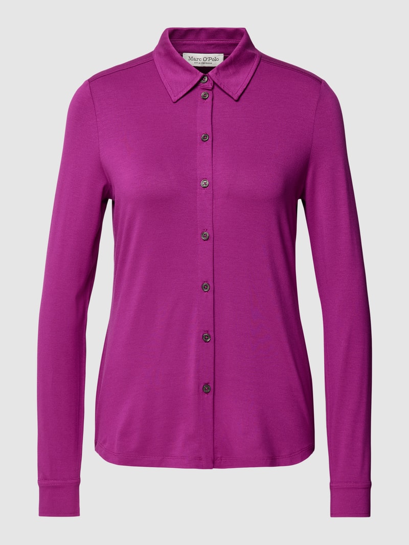 Hemdbluse aus Viskose-Elasthan-Mix in unifarbenem Design in purple