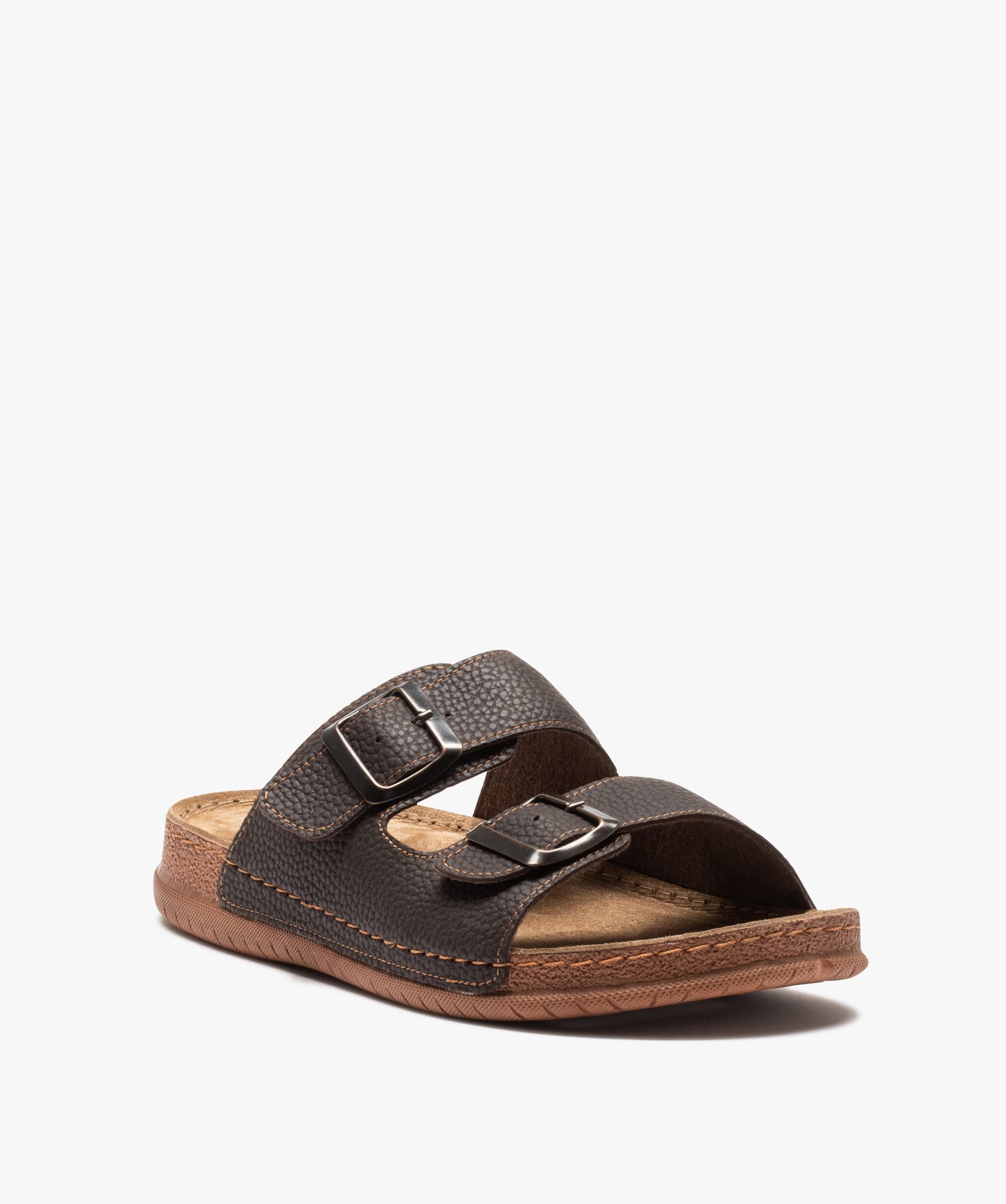 Sandales homme confort avec brides à boucles marron | GEMO