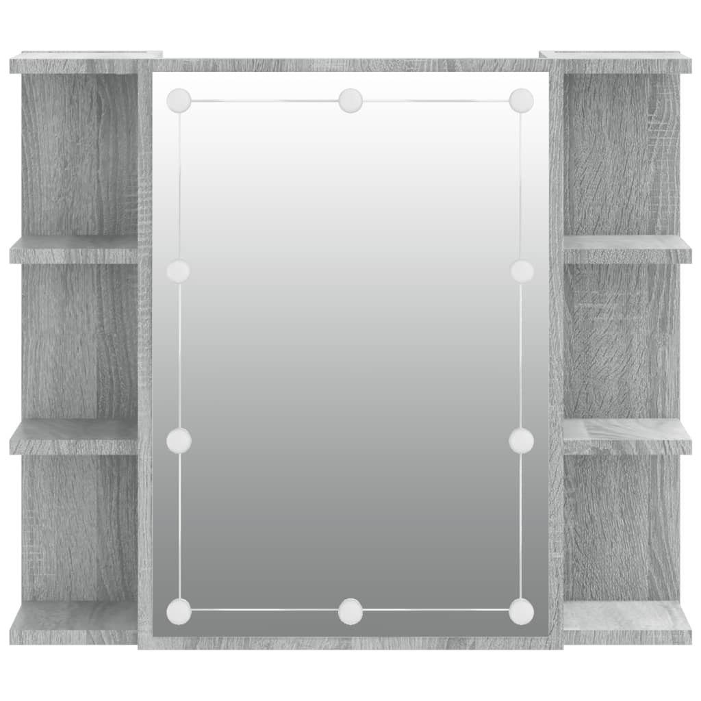 vidaXL Badezimmerspiegelschrank Spiegelschrank mit LED Grau Sonoma 70x16,5x60 cm (1-St)