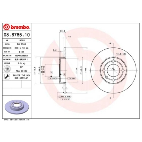 08.6785.10 BREMSSCHEIBE BREMBO VA  VP2 - ATU