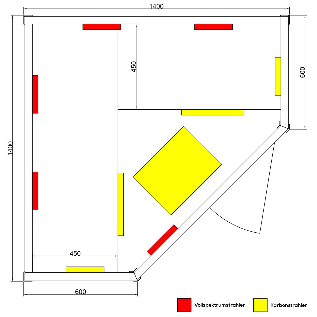 TroniTechnik Dewello® Infrarotkabine Infrarotsauna Wärmekabine LAKEFIELD 3 140cm x 140cm 5 Vollspektrumstrahler