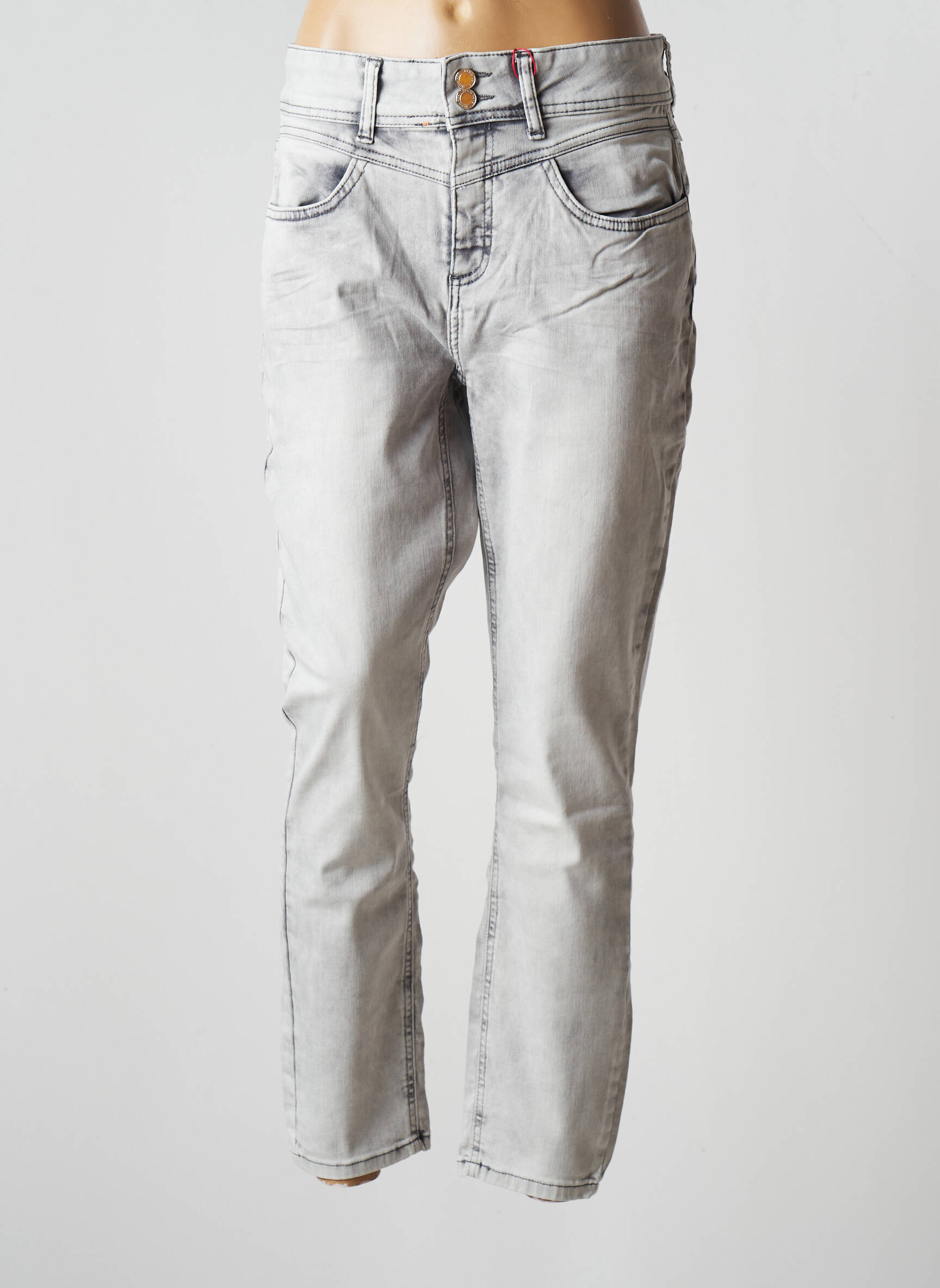 Street One Jeans Coupe Slim Femme couleur gris