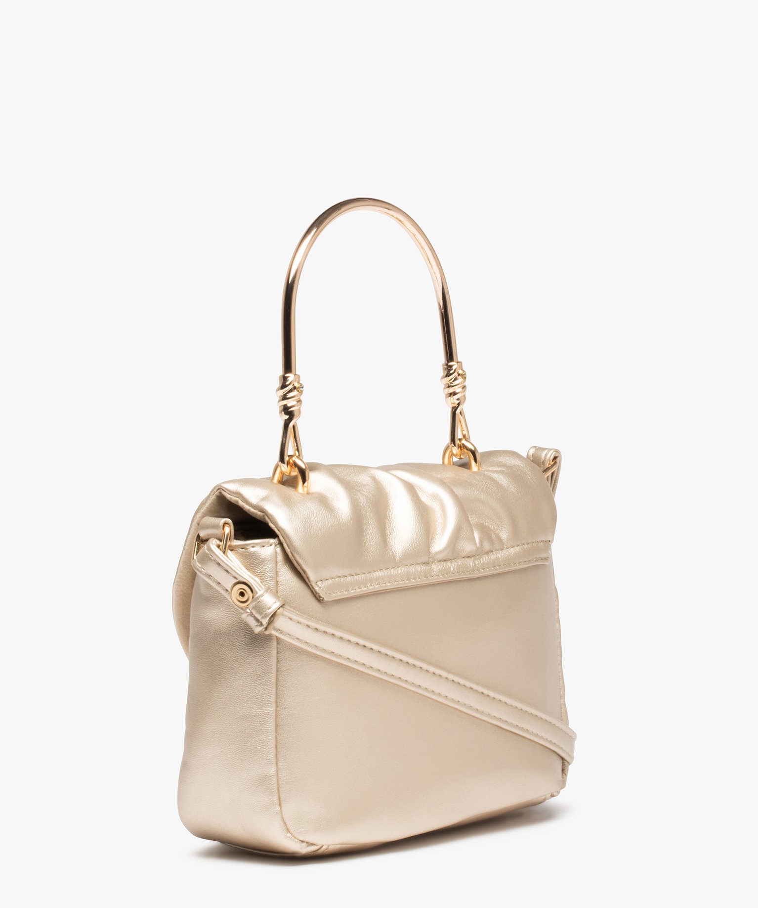 Sac à main bijou avec anse dorée et rabat drapé or | GEMO