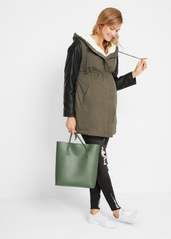 Umstandsjacke mit Teddyfutter / Tragejacke