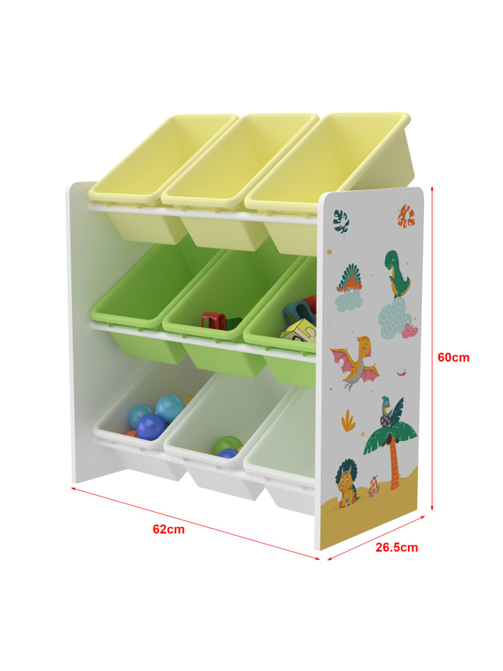 en.casa Kinderregal Muxía in Gelb Grün (H)60cm (B)62cm (T)26.5cm günstig kaufen onesize