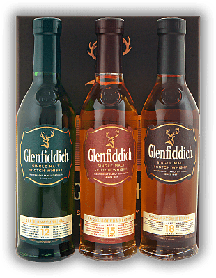 Glenfiddich Tasting Selection 12 Y + 15 Y + 18 Y 3x0,2 Liter Glenfiddich Tasting Selection 12 Y + 15 Y + 18 Y 3x0,2 Liter Eine feine Auswahl elegant präsentiert. Alter 12-18 - 0,6	 Liter - Vol 40%
