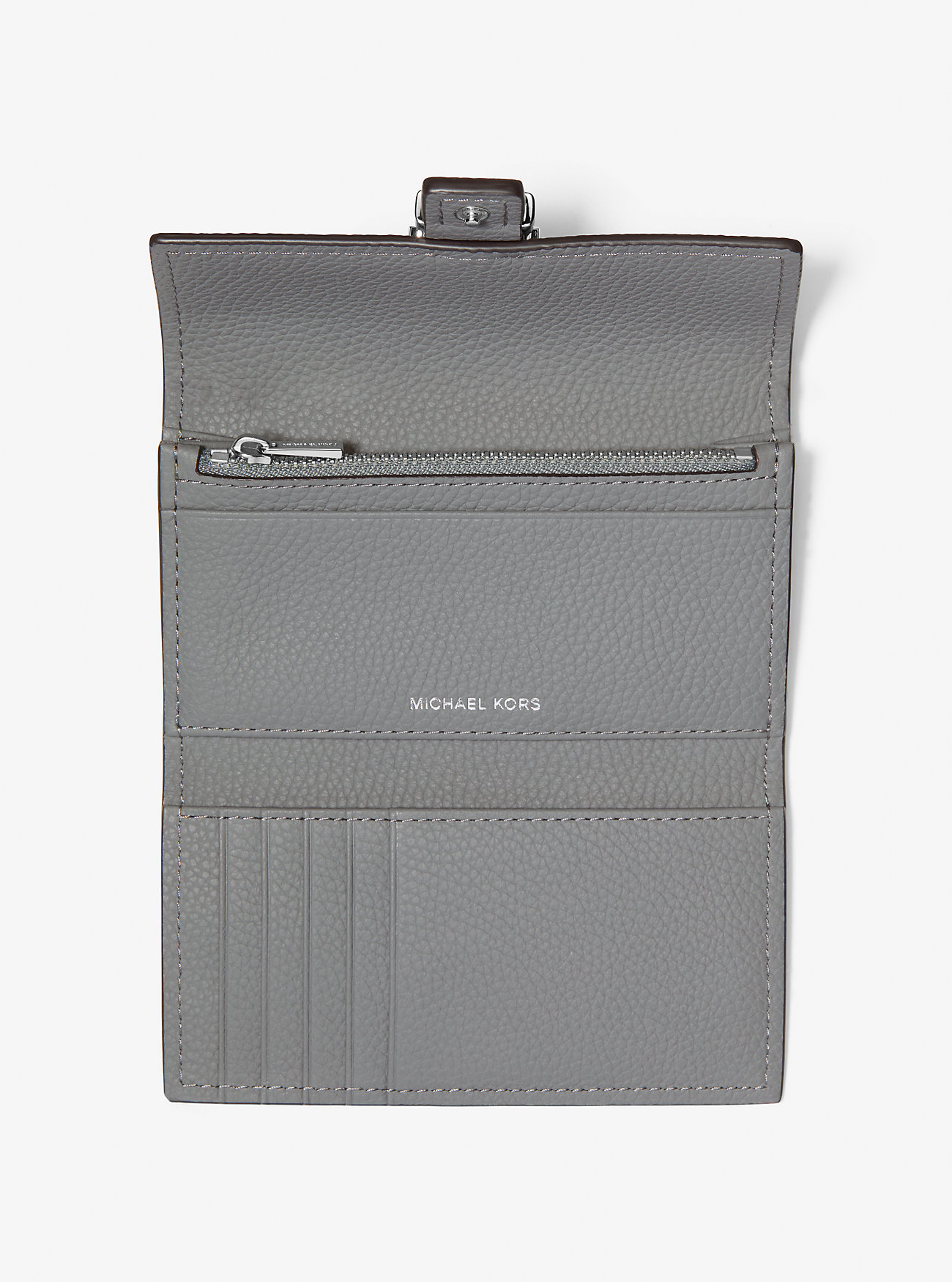 Nolita Medium Pebbled Leather Tri-Bold Lommebok - STORM