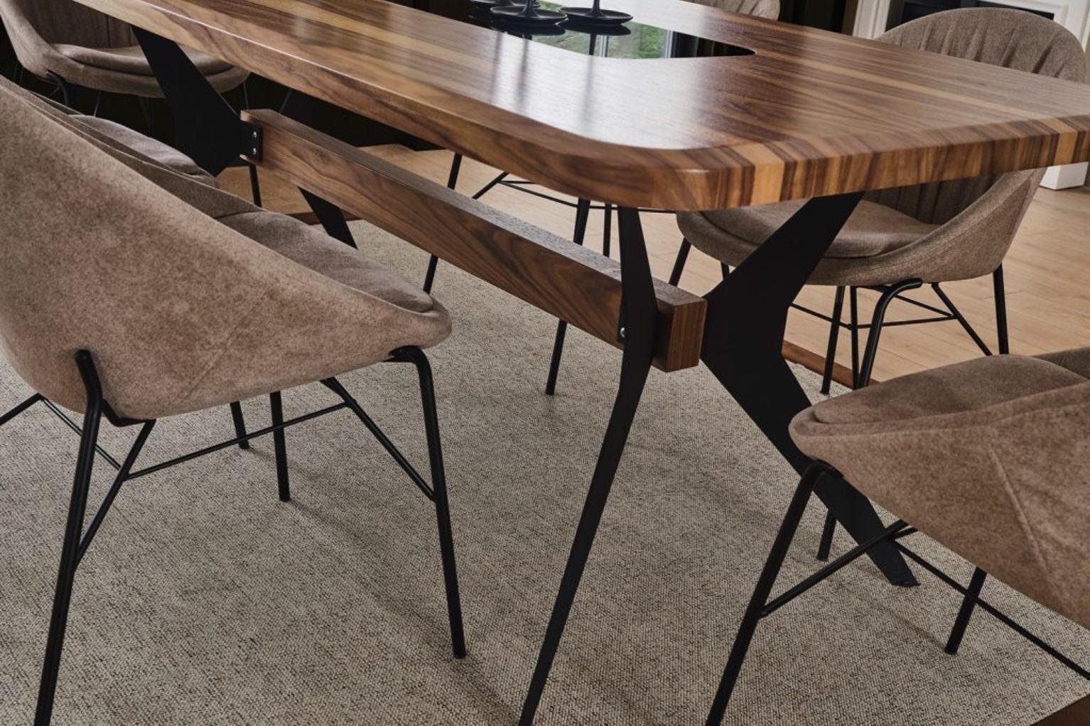 JVmoebel Esszimmer-Set Komplett Set Esstisch 4x Stühle Esszimmer Set Ess Gruppe Holz Tisch, (5-St)