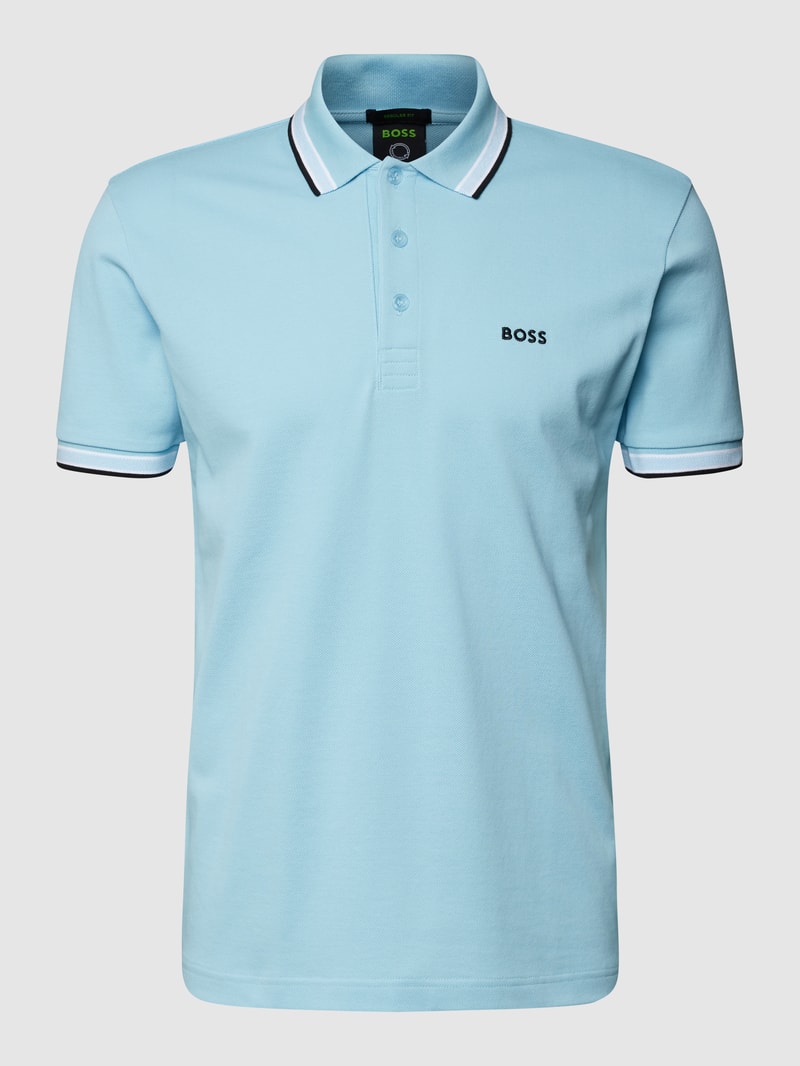 Regular Fit Poloshirt mit Label-Stitching Modell 'Paddy' in hellblau