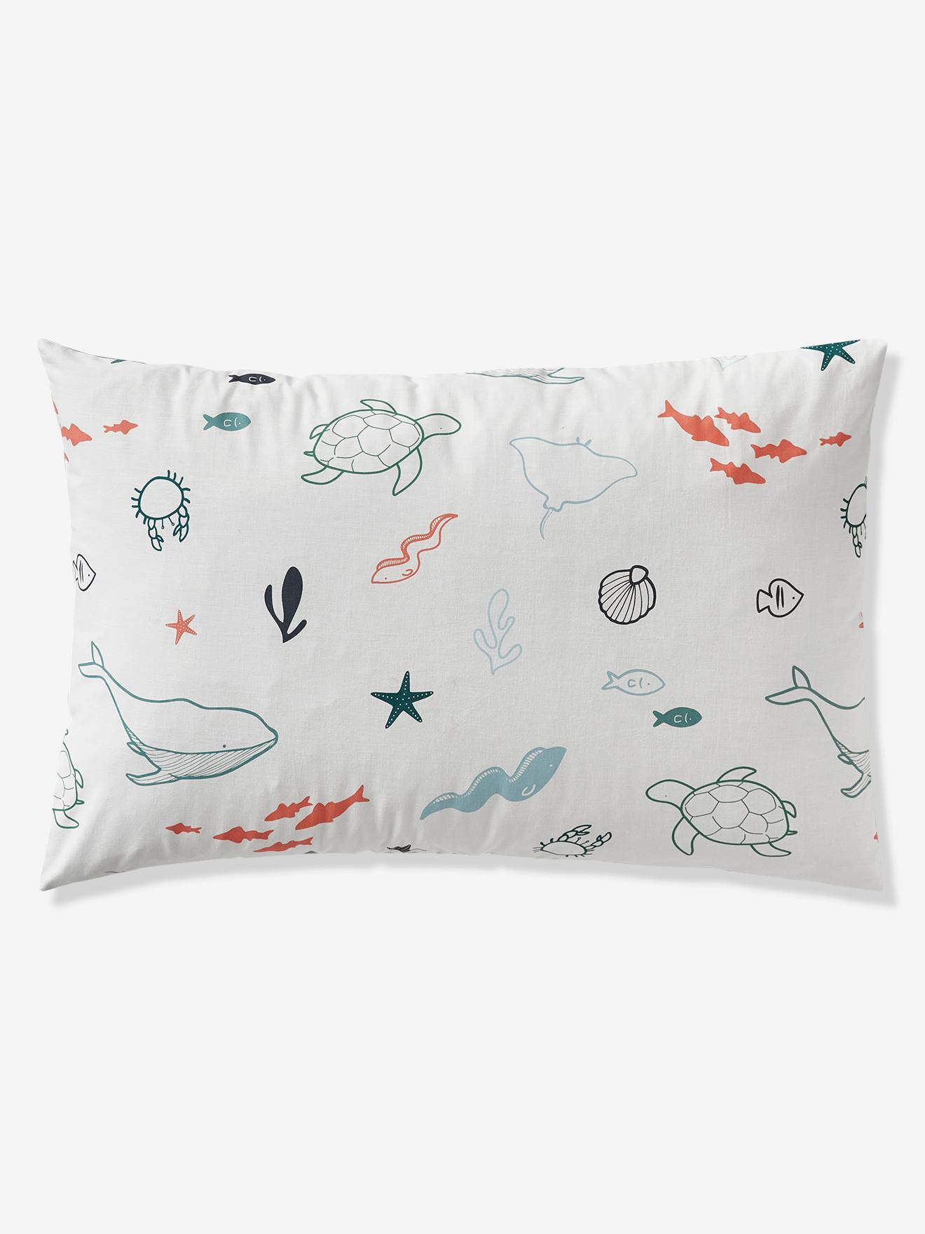 Vertbaudet Kinder Bettwäsche-Set MEERESTIEFE Oeko-Tex - wollweiß/aquamarin