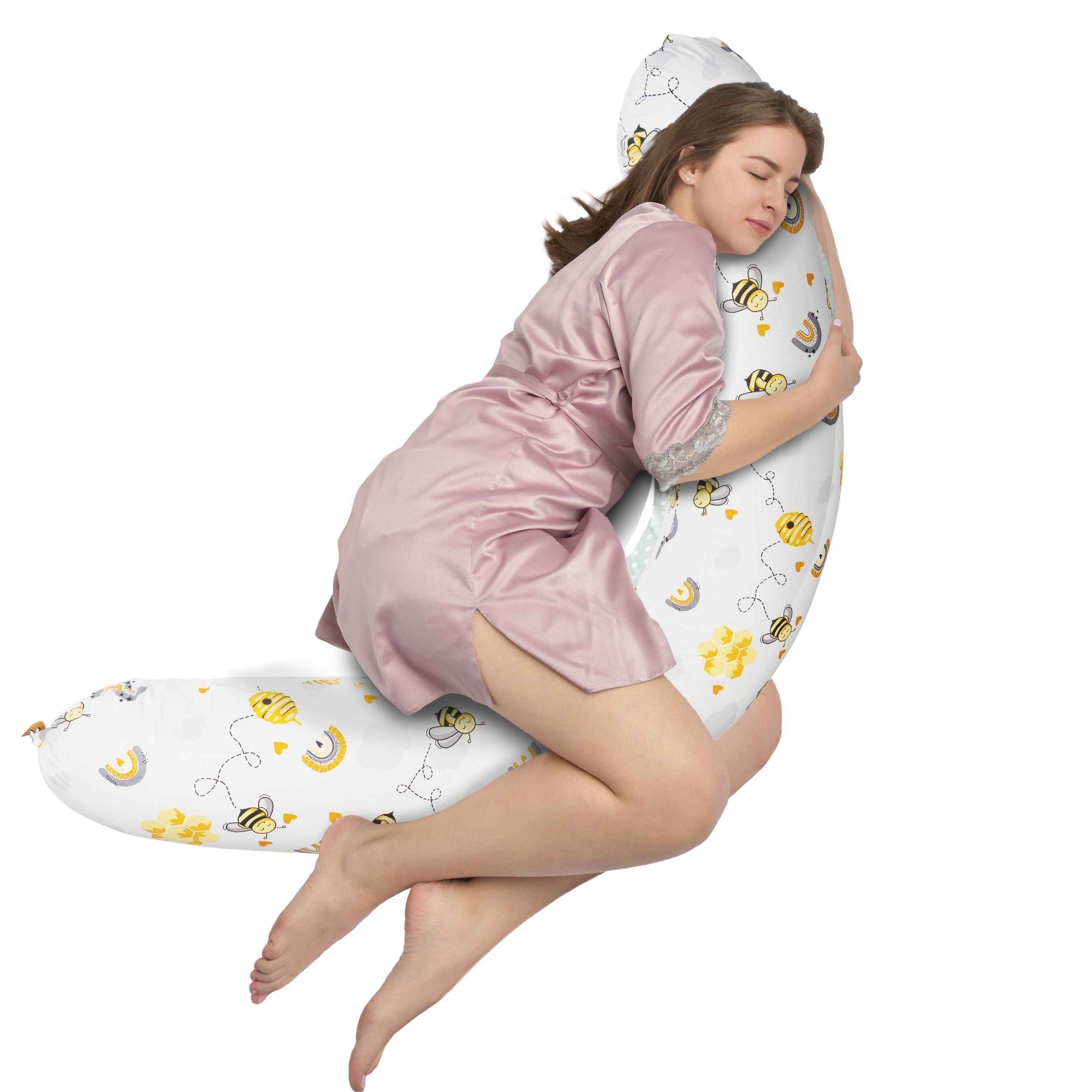 SEI Design Stillkissen Seitenschläferkissen Babynestchen mit EPS Mikroperlen, Schwangerschaftskissen mit Bezug, Bezug 100% Baumwolle