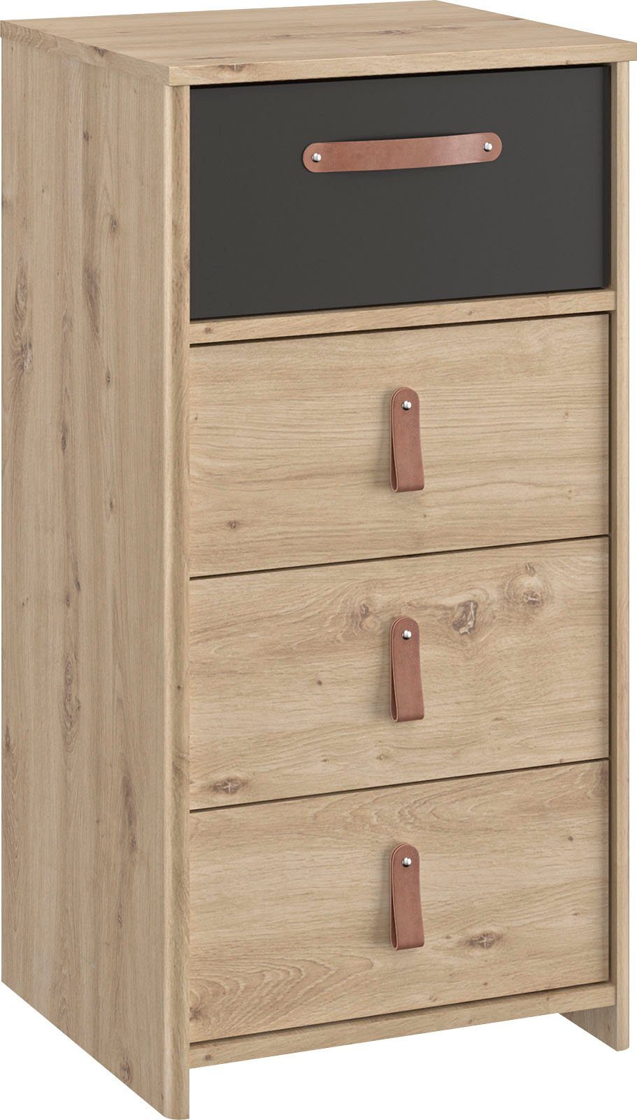 Gami Jugendzimmer-Set Arthus, (5-St., Bett mit Kopfteil, Kleiderschrank, Kommode, hohe Kommode)