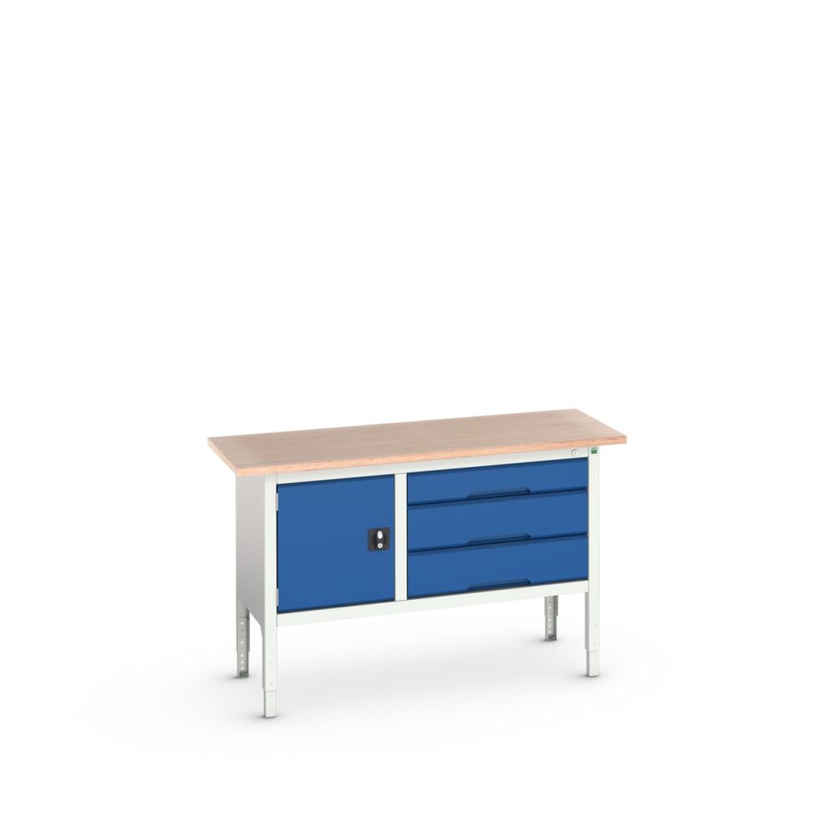 Bott 16923014.11 Verso säädettävä työpöytä 1500x600x830-930mm 3 laatikkoa 1 ovi Vaneri RAL 5010