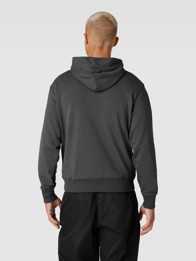 Hoodie mit Label-Print und Känguru-Tasche in anthrazit