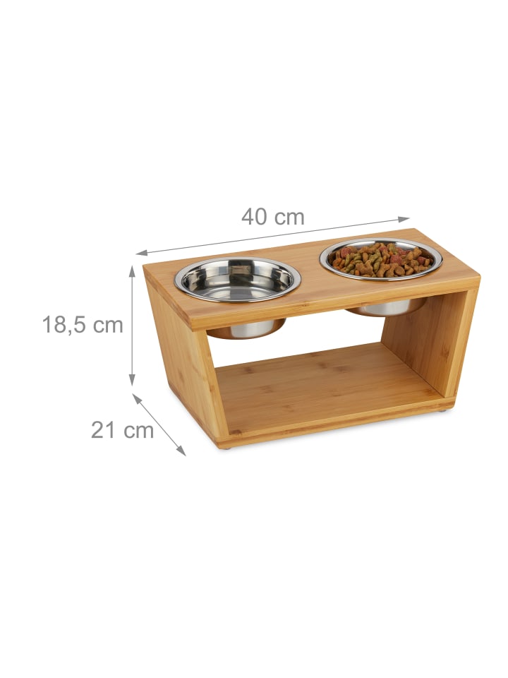 relaxdays Doppelnapf in Natur - (B)40x (H)18,5 x (T)21 cm günstig kaufen onesize