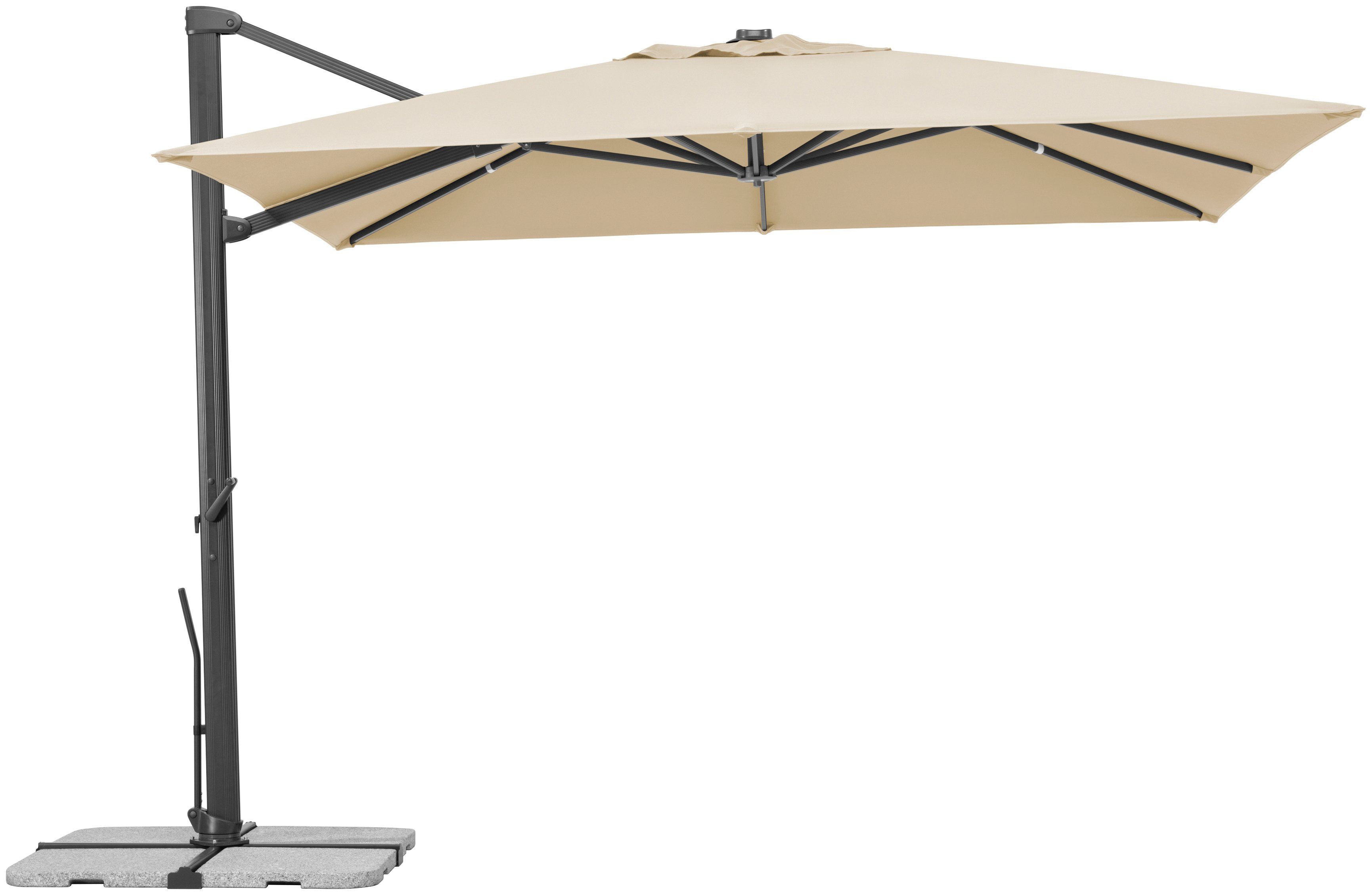 Schneider Schirme Ampelschirm Rhodos Smart, BxL: 300x300 cm, Alu/Polyester, inkl. Plattenständer/Schutzhülle