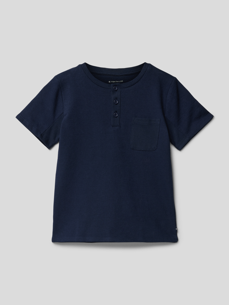 T-Shirt mit Knopfleiste in marineblau