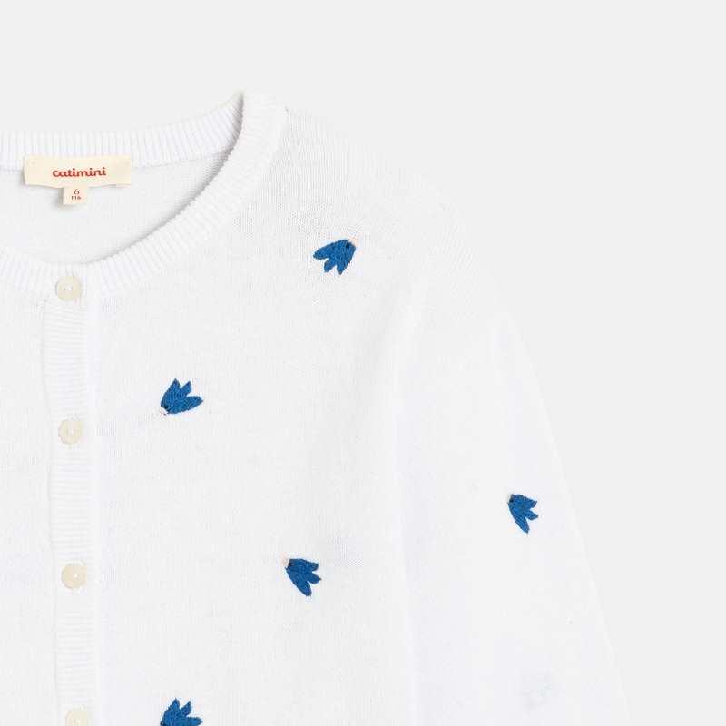 Cardigan fille blanc à motifs oiseaux en tricot Catimini