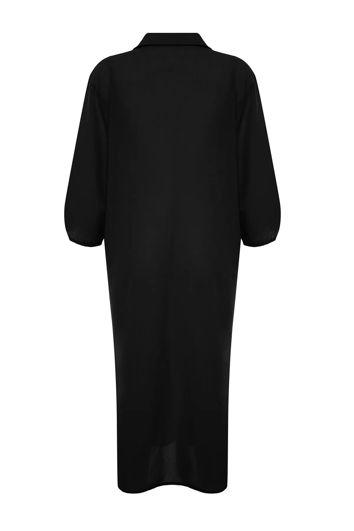 Trendyol Collection  Schwarzes, weit geschnittenes Midi-Strandkleid aus Webstoff TBESS22EL0009