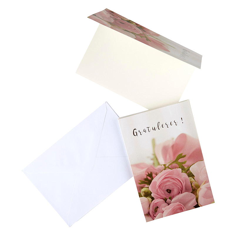 Kort gratulerer rosa pioner