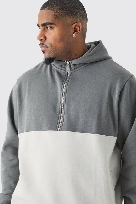 Plus Slim-Fit Colorblock Trainingsanzug mit Reißverschluss
