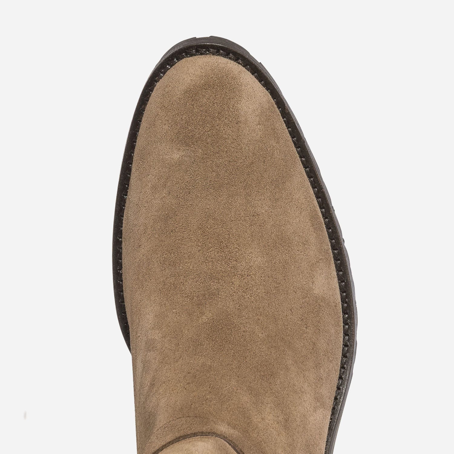 Botte taupe éco-conçue en cuir velours