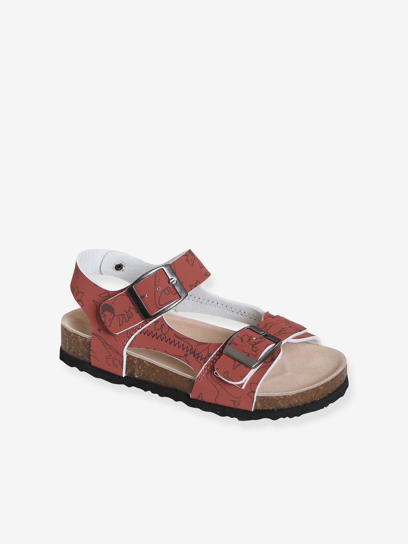 Sandales garçon ouverture totale marron imprimé dino