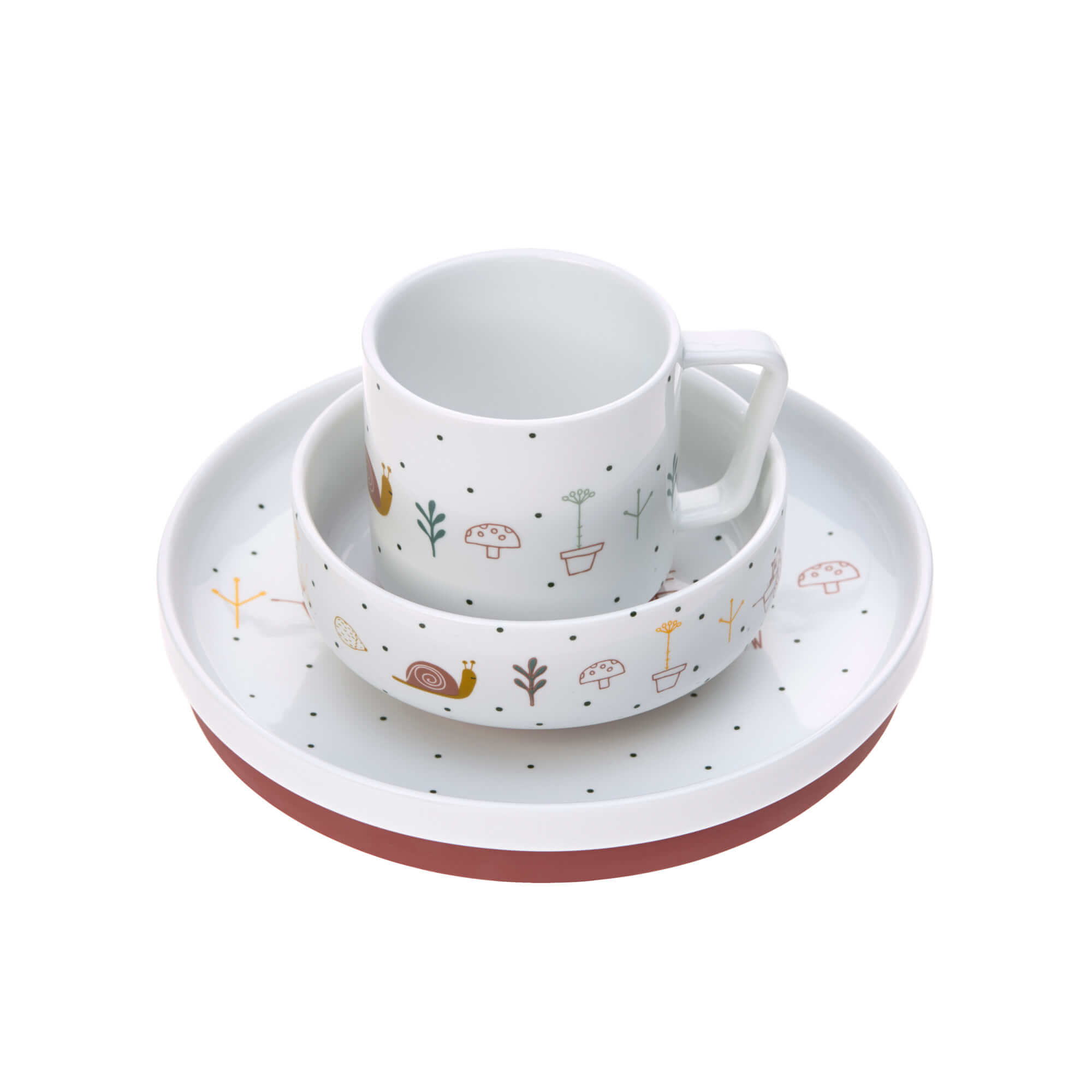 Kindergeschirr Set Porzellan - Dish Set, Garden Explorer Schnecke