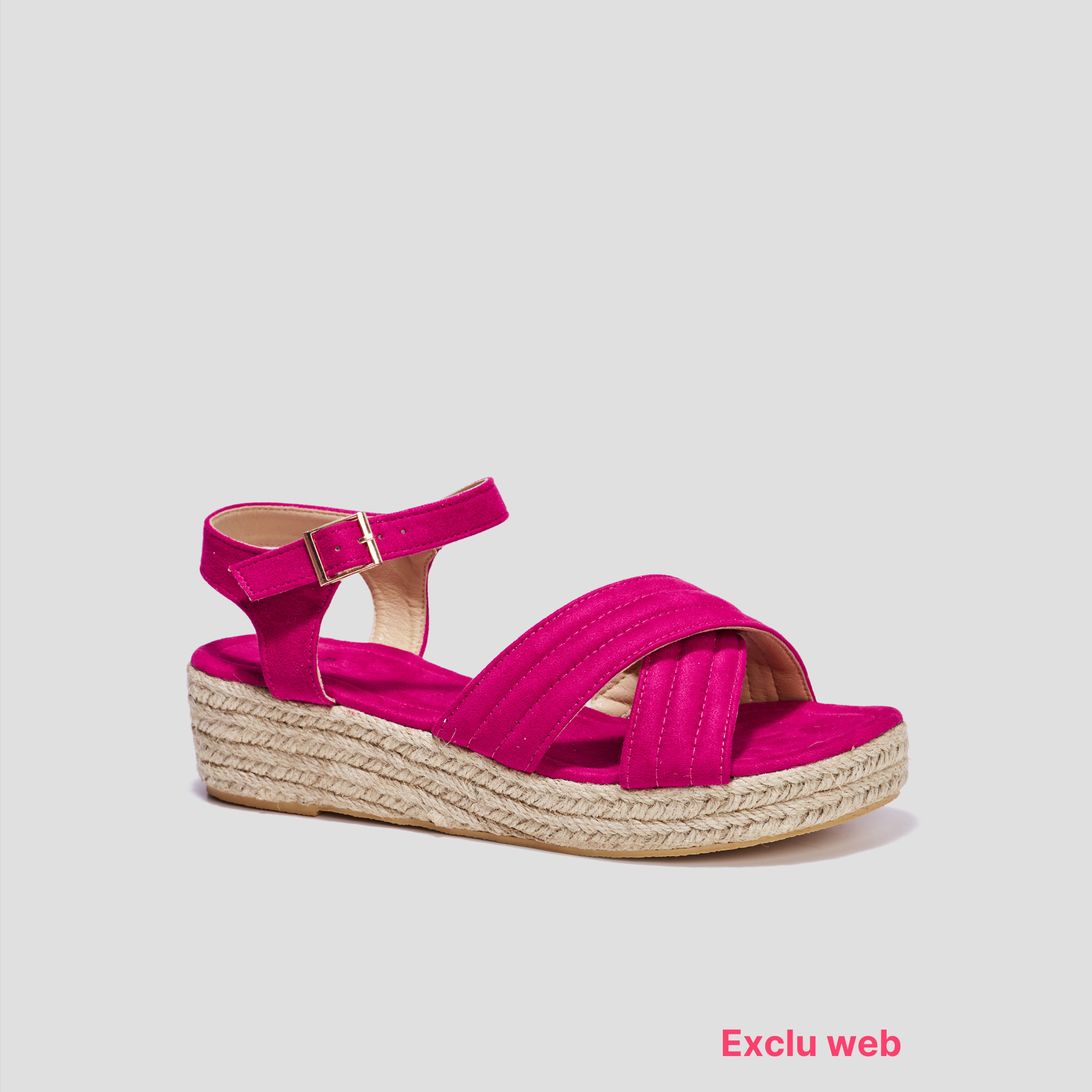 Sandales compensées brides croisées rose femme | La Halle