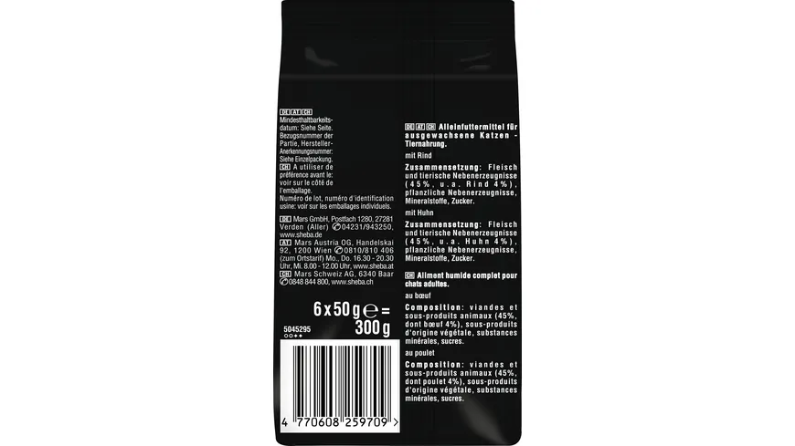 SHEBA® Fresh & Fine in Sauce mit Truthahn und mit Huhn Portionsbeutel 300 g
