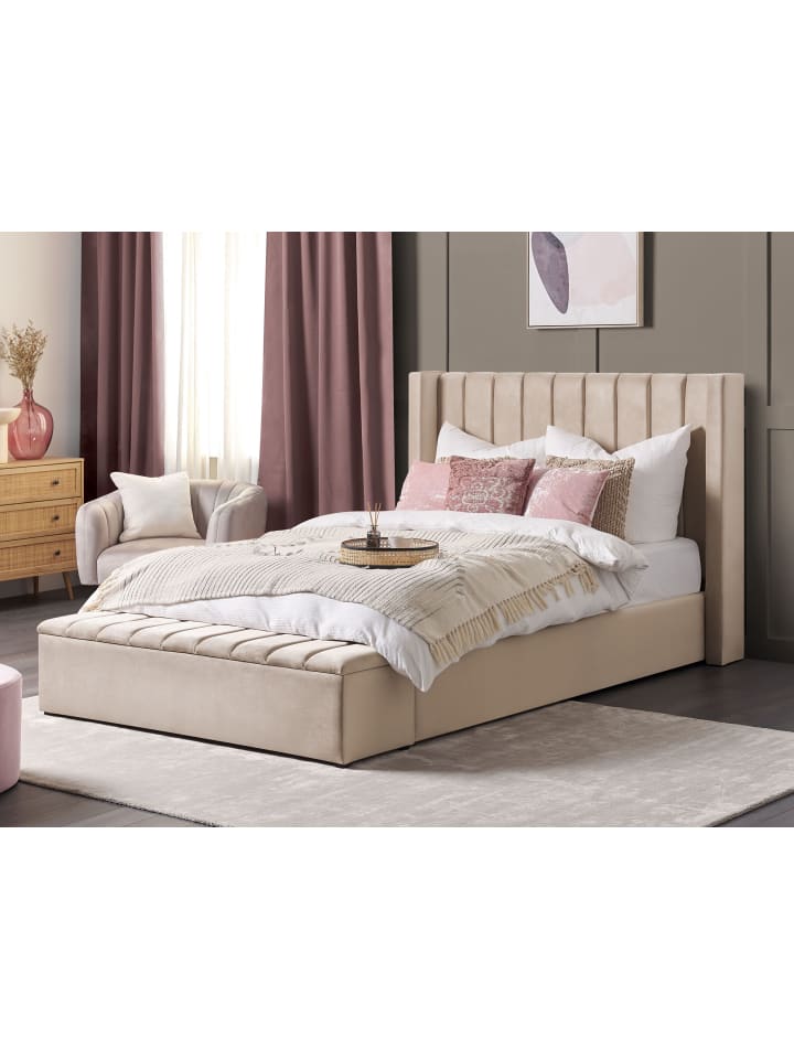 Beliani Doppelbett NOYERS in Beige - (W) 190 x (H) 132 x (L) 247 cm günstig kaufen onesize