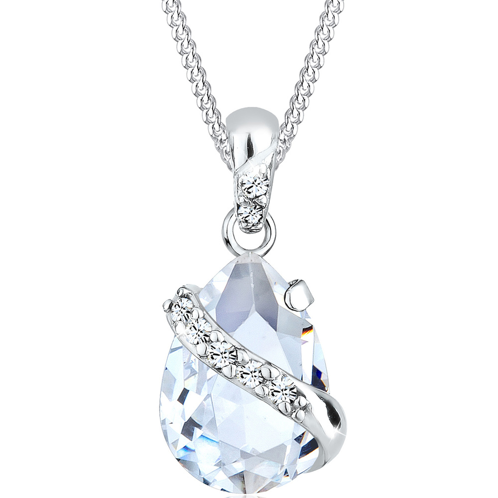 Elli Elli Collier Tropfen Ranke Kristalle 925 Silber collier